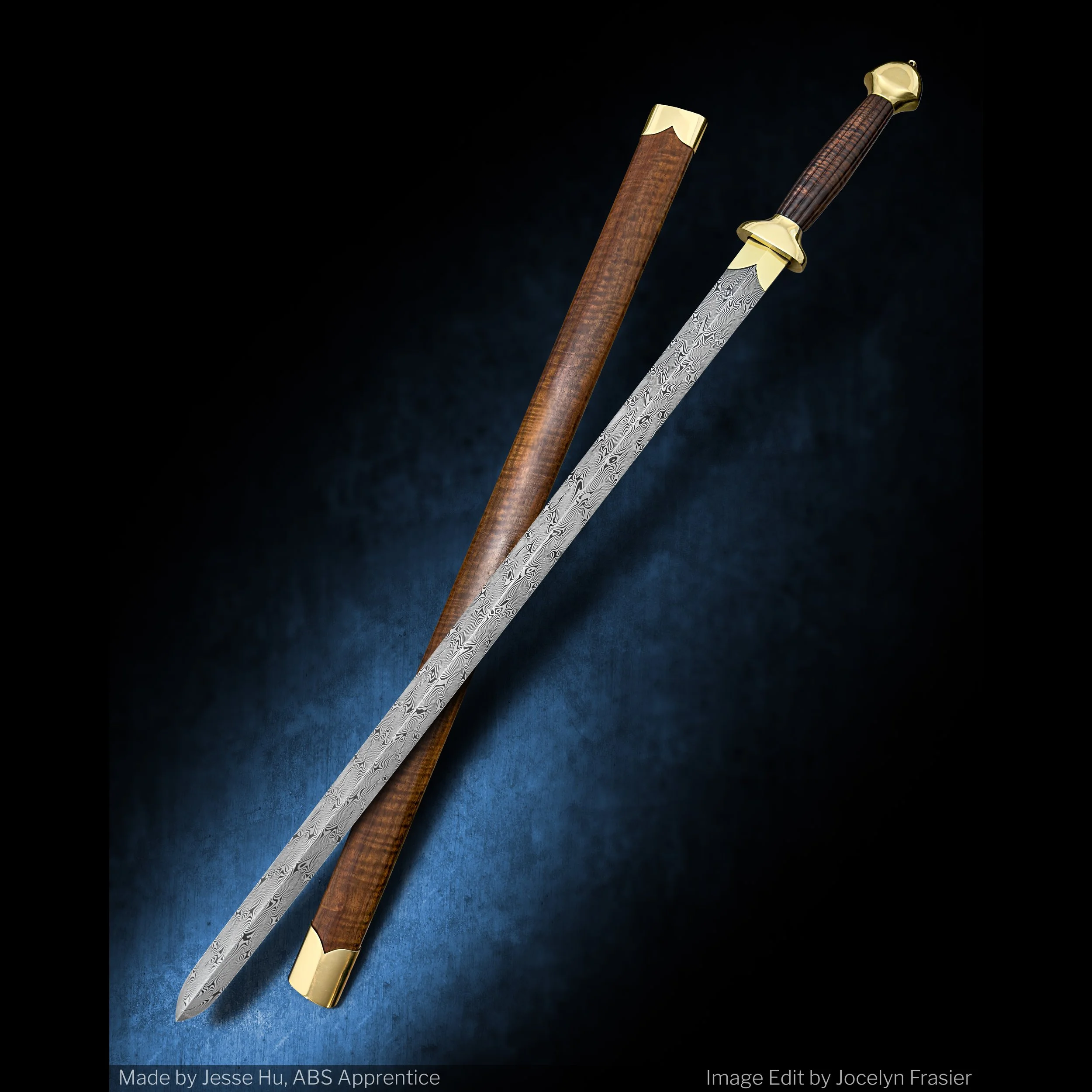 Turkish Twist Damascus Chinese Jian w/ Saya — Jhublades | Jesse Hu